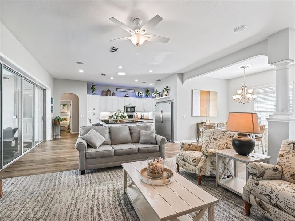 Great Room with view of Dining Room