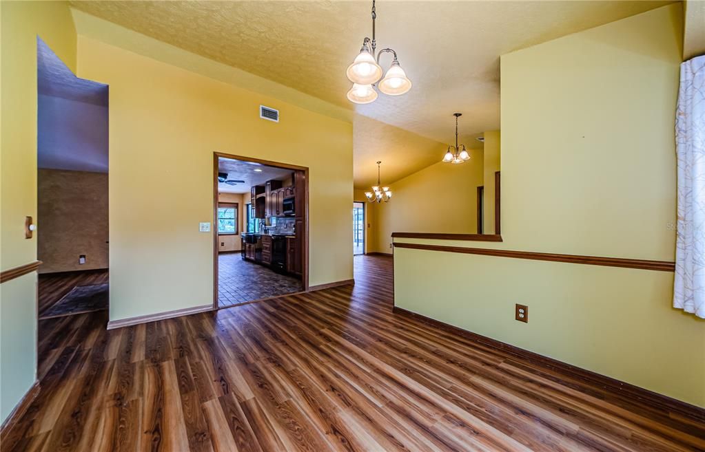 Living room looking into kitchen