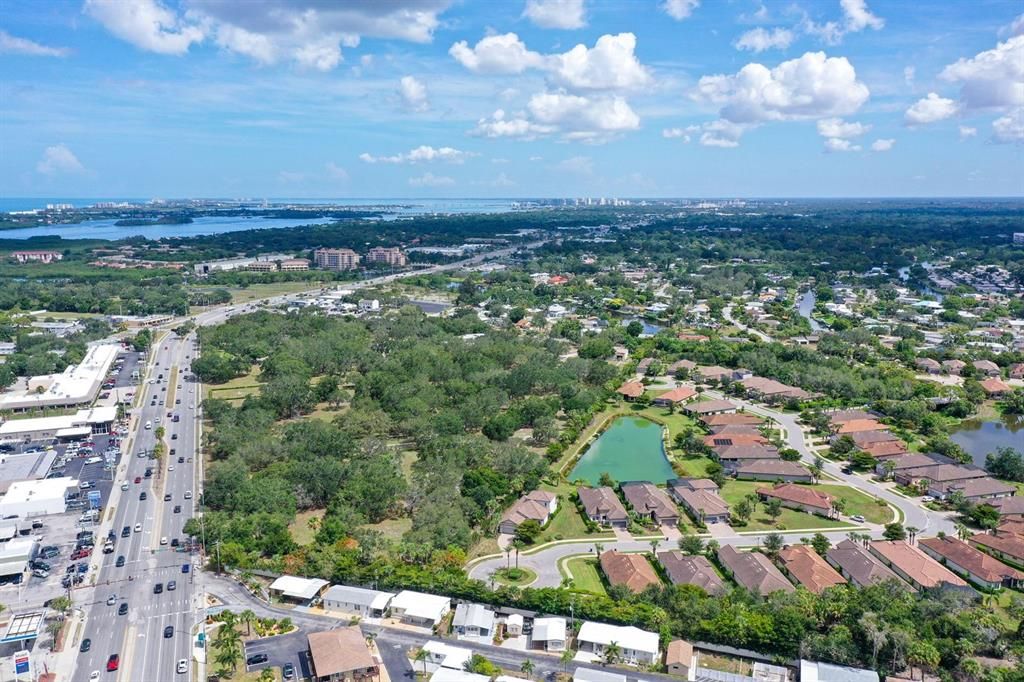 Aerial View showing the proximity to downtown Sarasota