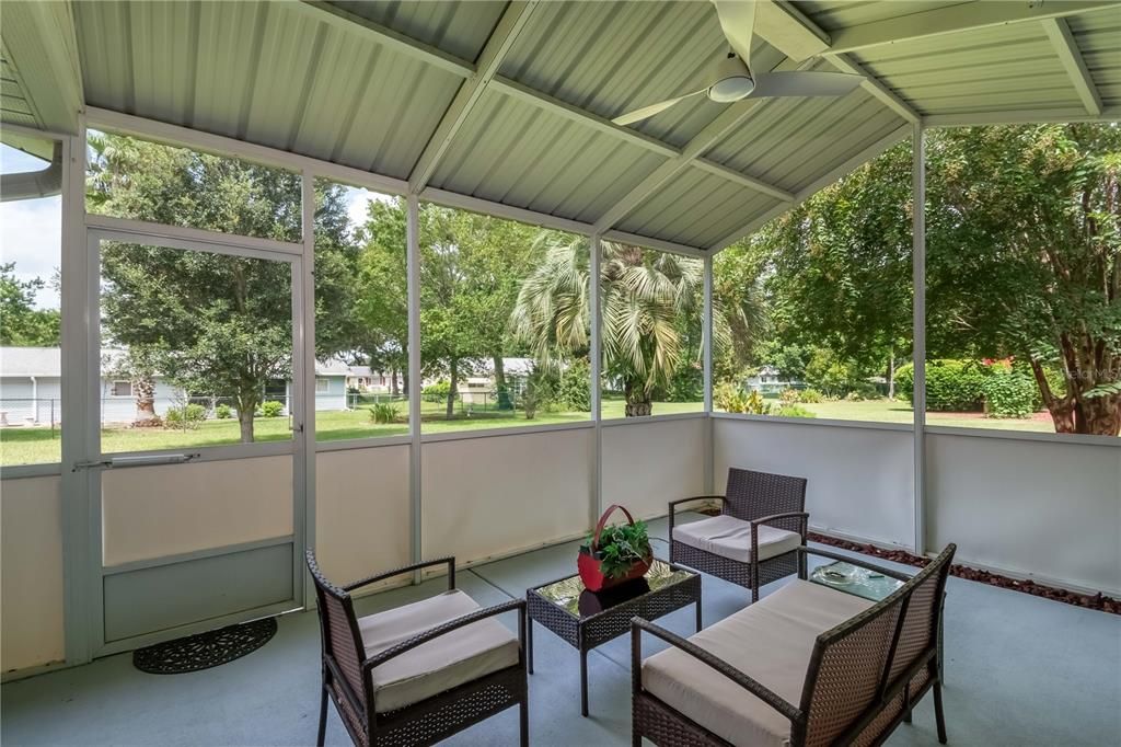 Covered back Porch with Fan