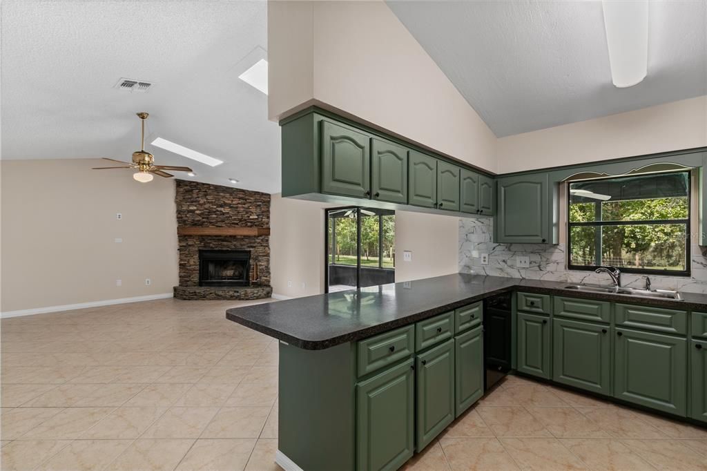 Kitchen opens up to family room