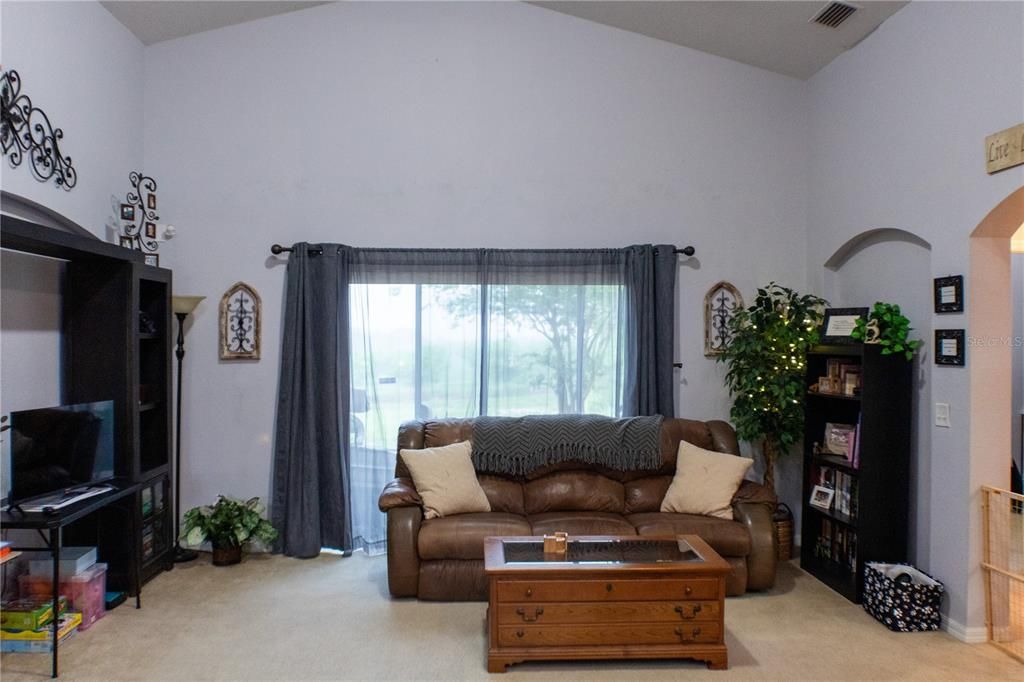 View of family room from kitchen