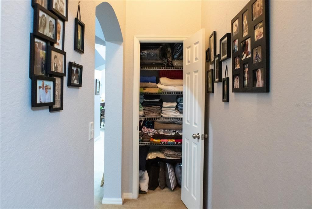 Hallway from master bedroom. Hall closet