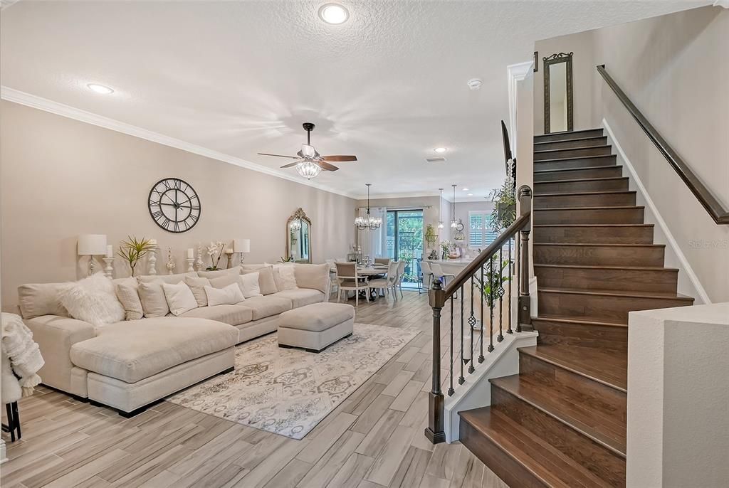 Beautiful living room and stairway