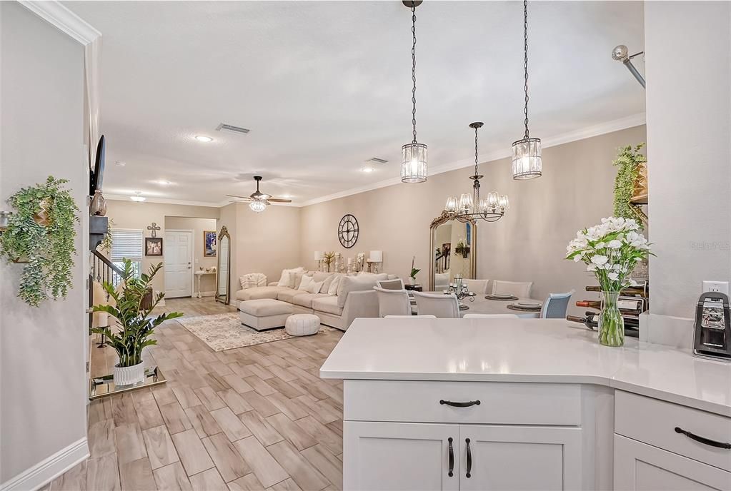 View from the kitchen to the living area