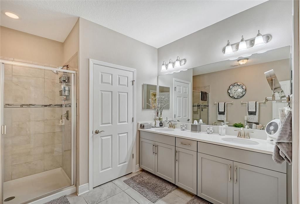 Master bathroom dual vanities and shower