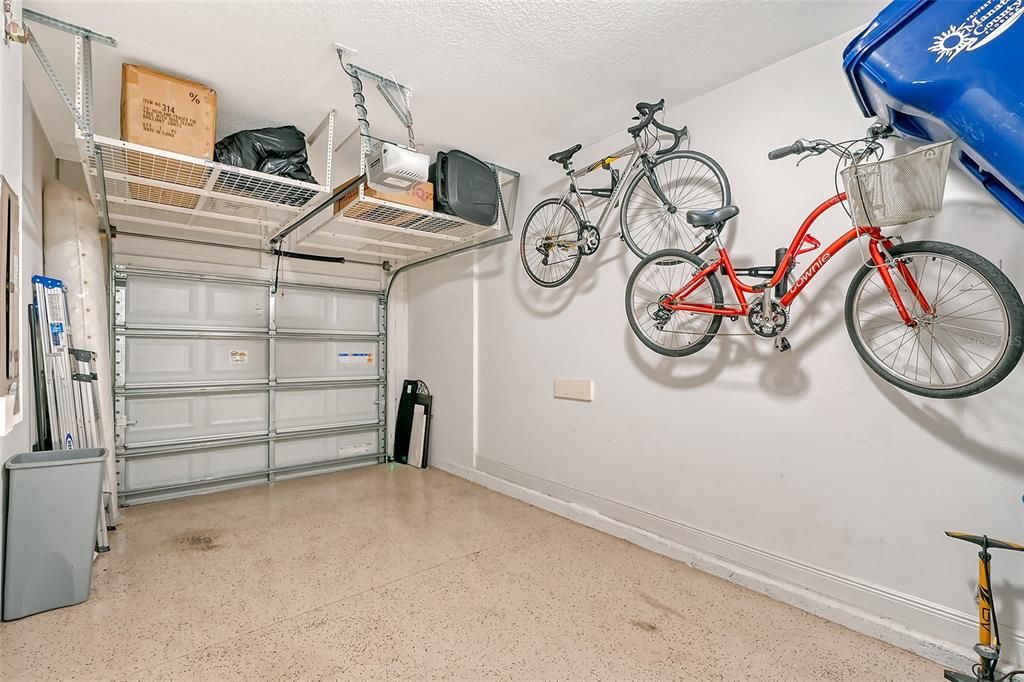 Garage with storage area overhead