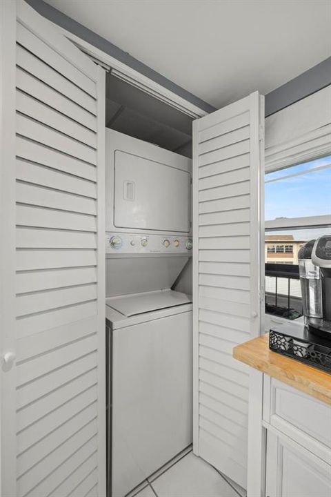 Inside stackable laundry in the home.