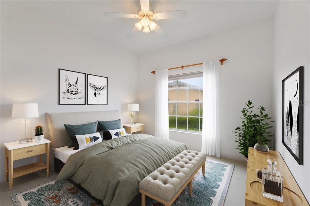 Virtually staged guest room