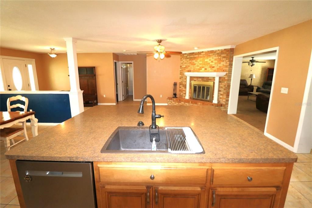 Kitchen overlooking family room