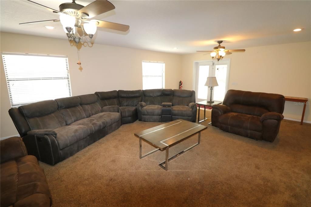 Family Room with French Doors to Pool