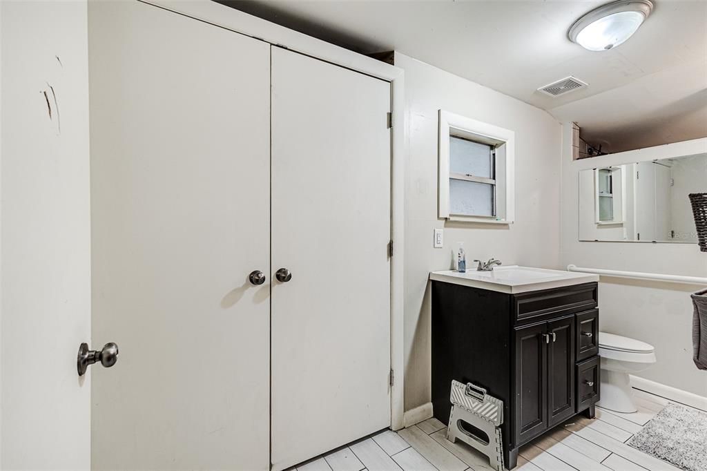 Laundry closet in Primary bathroom.