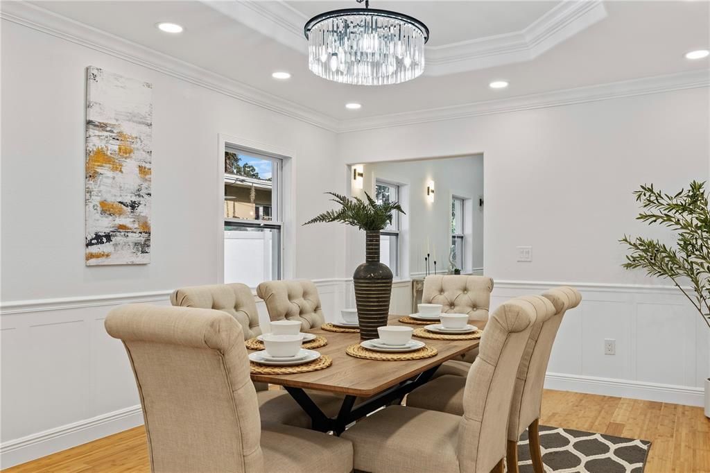 Another dining room image decor view into kitchen.