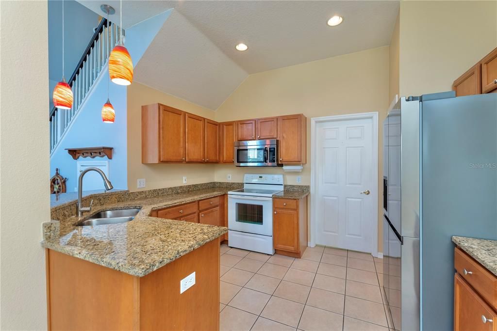 Granite counters in the kitchen.