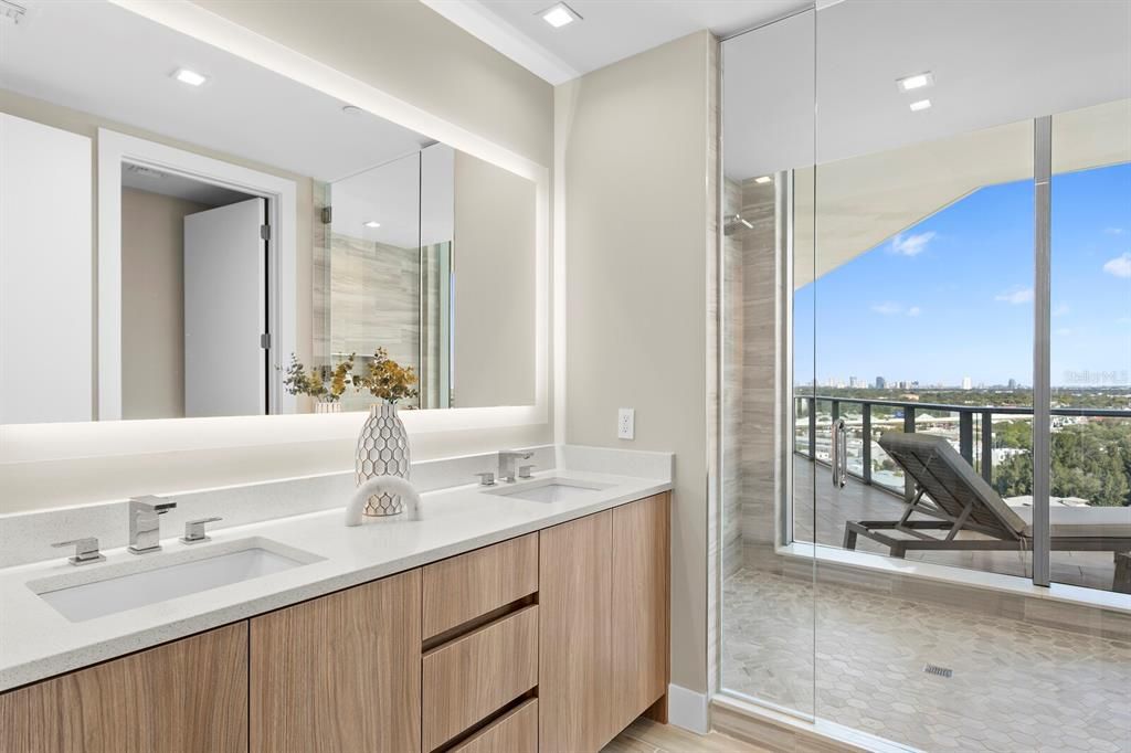 Master Bathroom Duel Sinks and High-end Mirror