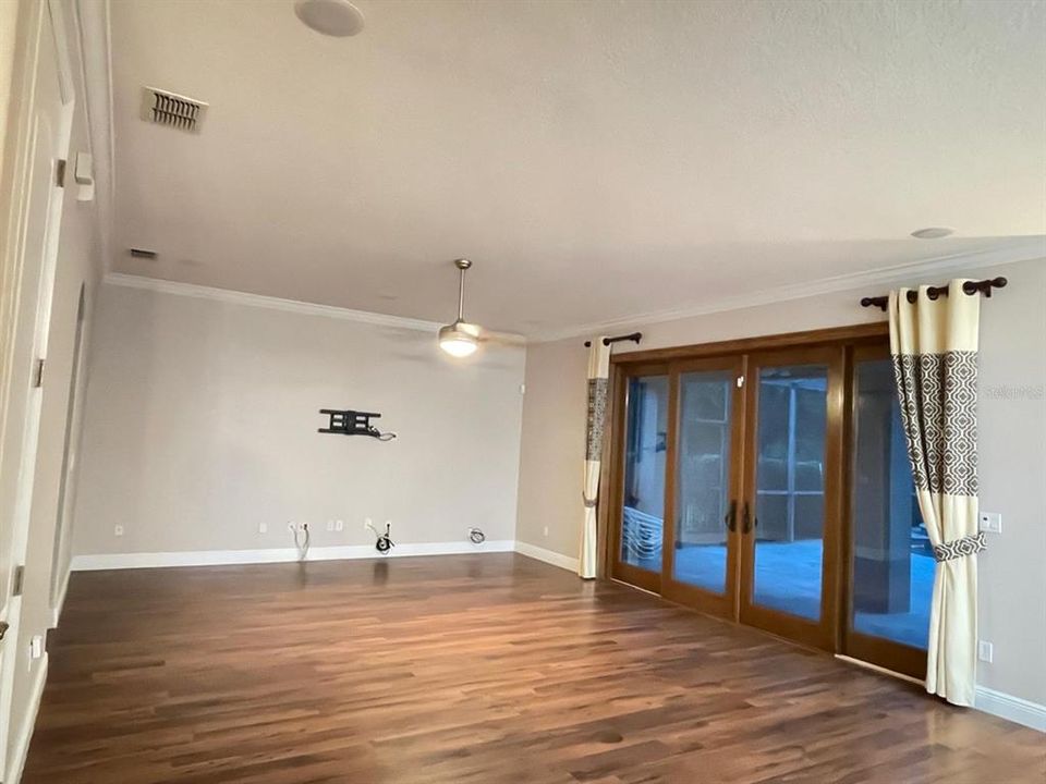 family room open to the kitchen