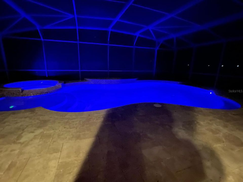 Private pool at night