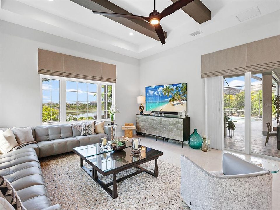 Bonus room with impact pocketing sliding glass doors