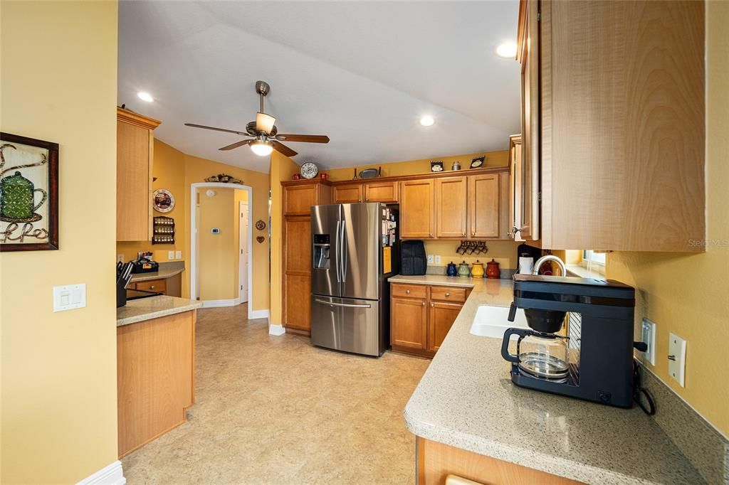 Ceiling Fan & Vaulted Ceiling in Kitchen