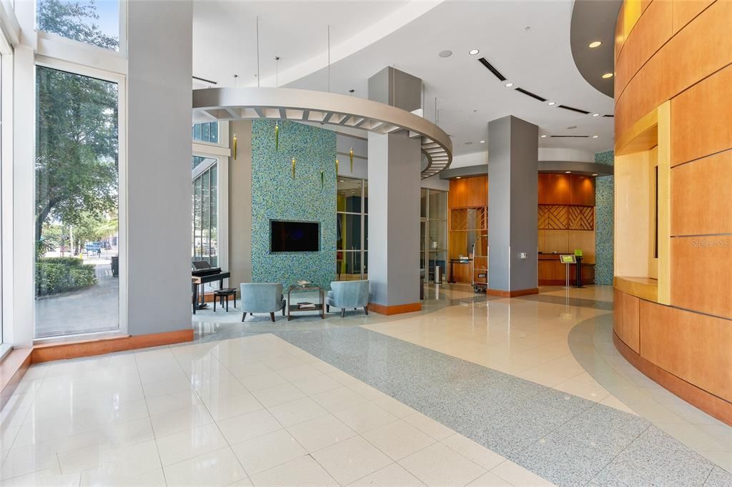 Lobby with 24/ 7 concierge/ security service.   Guests must be approved by owner.