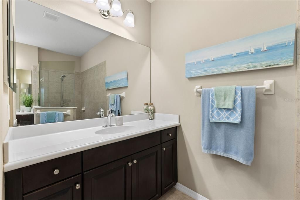 Primary bath with dual vanities and separate water closet