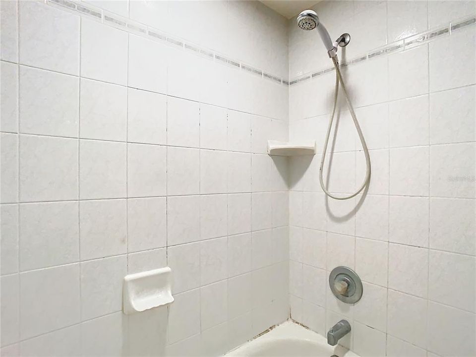 The shower and tub in the guest bathroom.