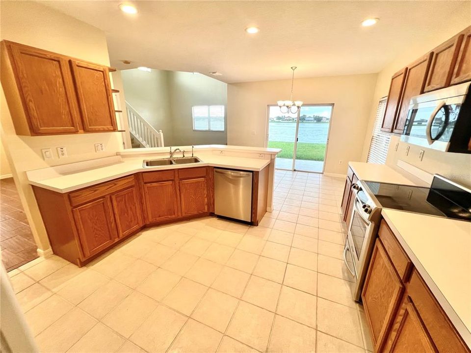 Kitchen with dinette area overlooking the water.