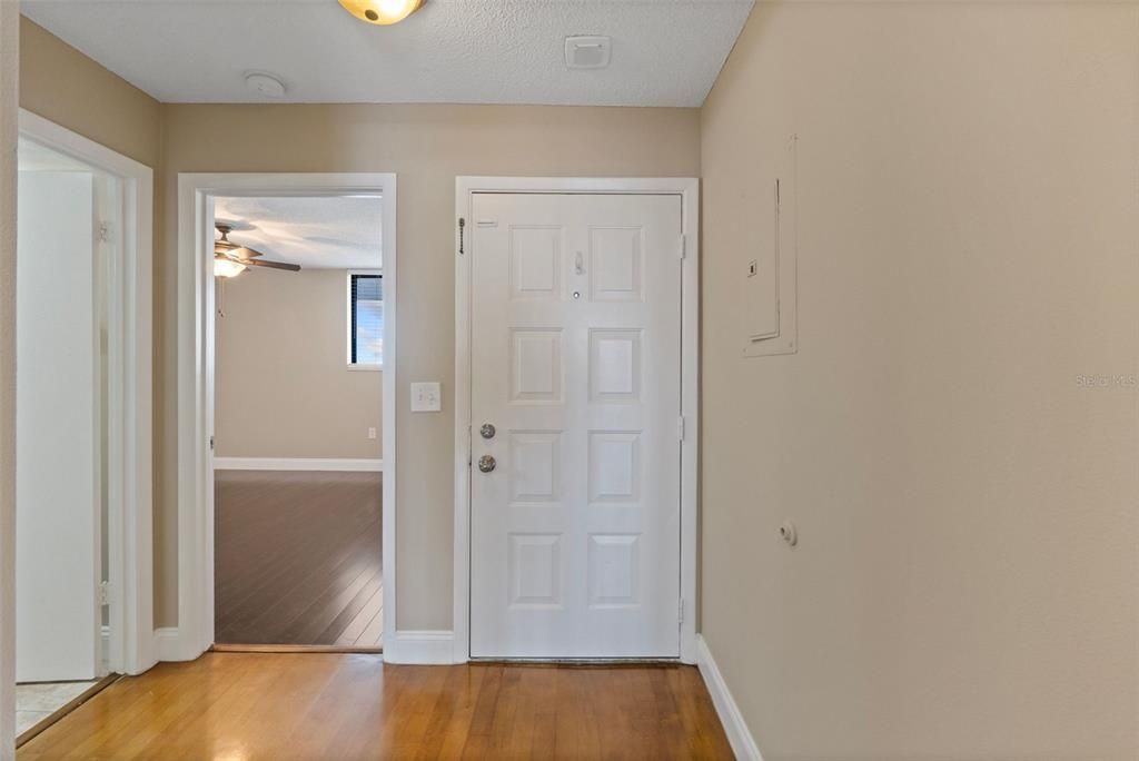 Foyer with bedroom 2 and bathroom entrance