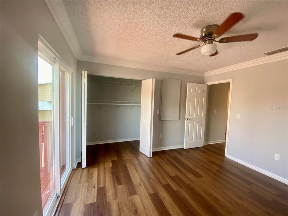 Owners bedroom, roomy closet with shelving