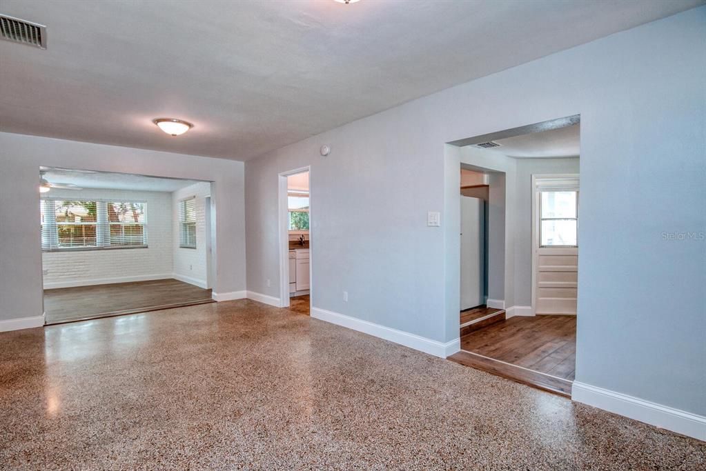 Family room to left, Kitchen middle and dining room right