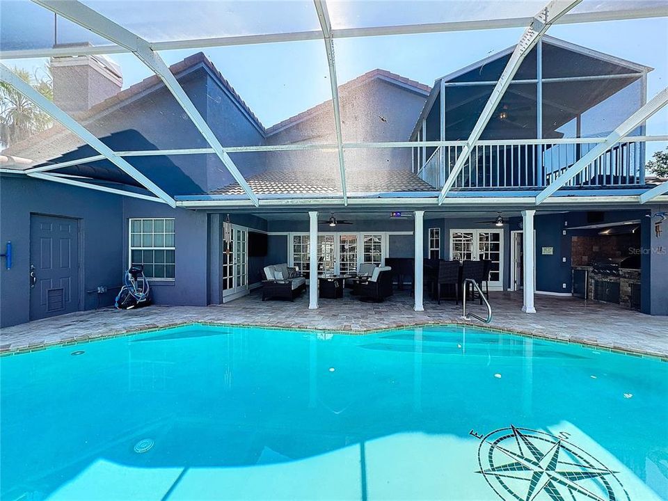 Recently resurfaced saltwater pool with updated tile