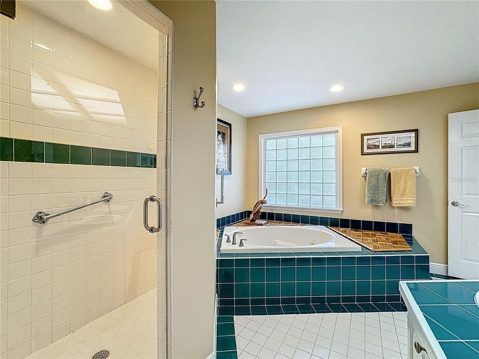 Large seperate shower and jetted garden tub