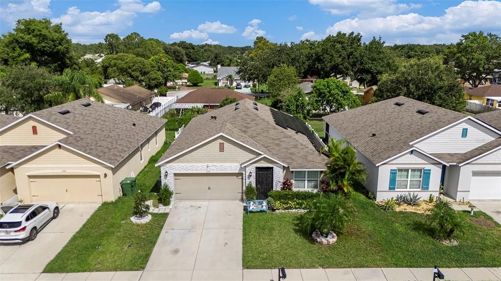 Aerial photo of home and neighborhood