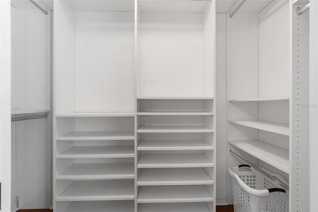 Primary Closet with built -ins.