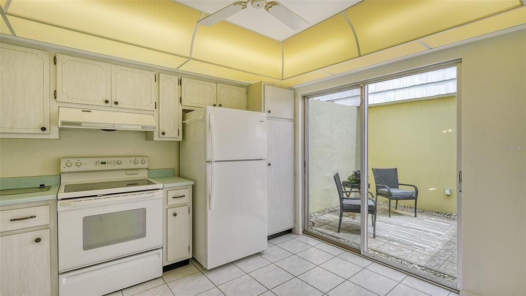 Kitchen with view to front courtyard.