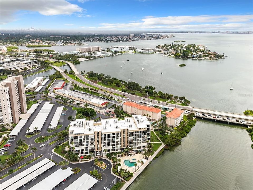 Closer aerial view of the location of the Ambassador building