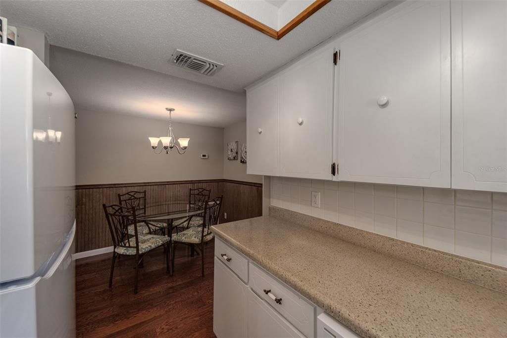 View from kitchen to dining room area