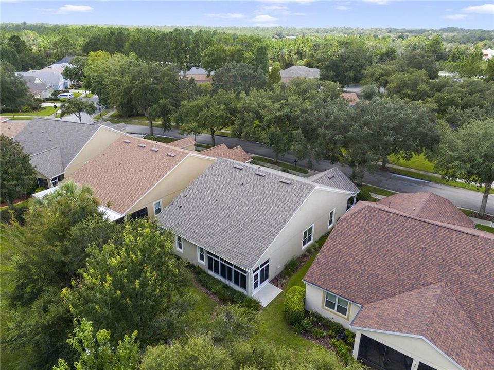 Aerial view of the rear of the home