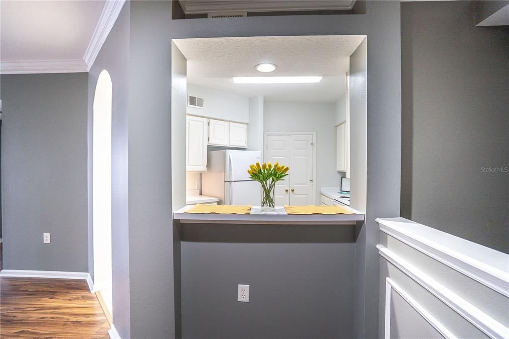 Dining area into kitchen