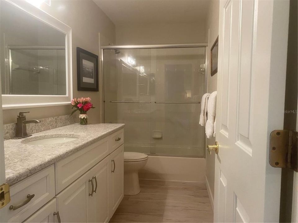 Guest Bathroom, Granite Counter & Integral Sink.