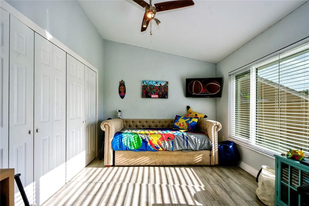 Bedroom with double closet space