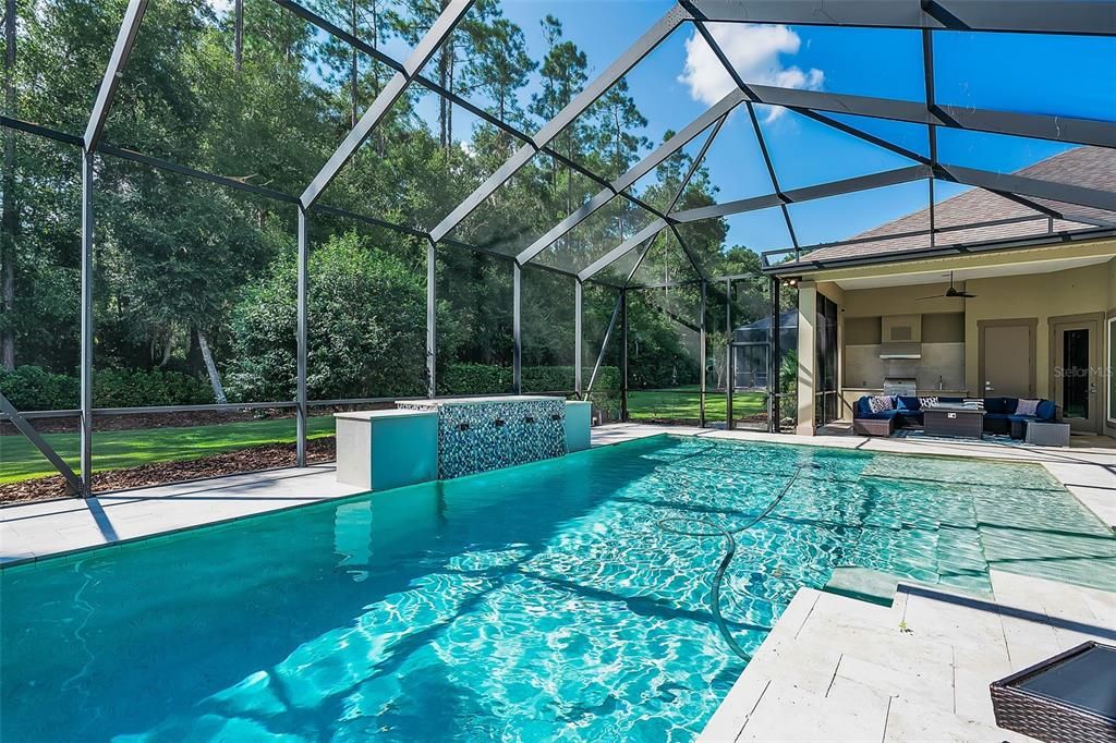 Screened in pool area with outdoor kitchen