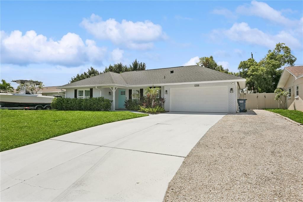 Extended shell driveway to accommodate boat or trailer parking