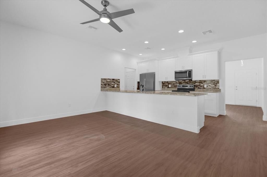 Living room looking into Kitchen