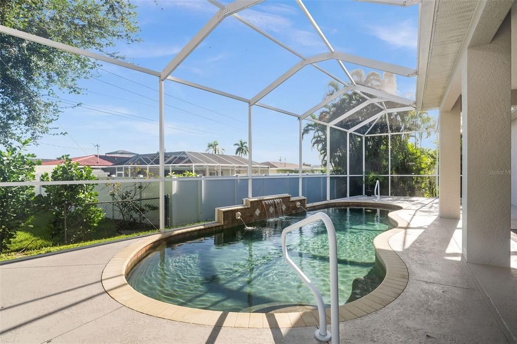 Beautiful Pool with water feature.