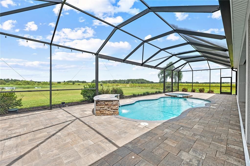 Saltwater pool/spa with waterfall