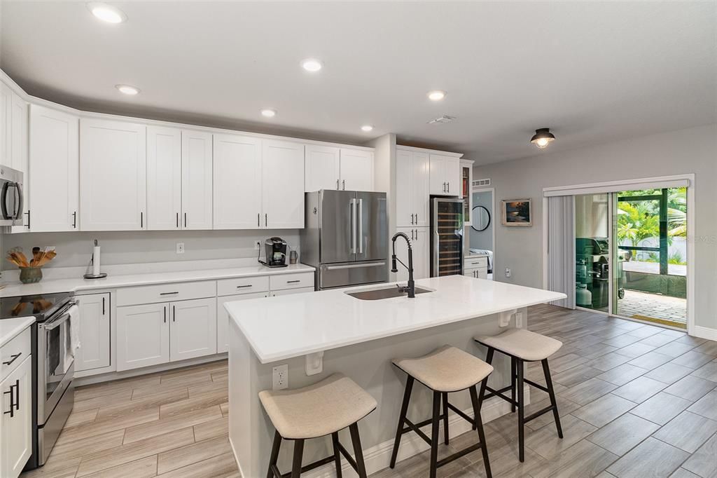 Quartz Countertops & Custom Wine Refridgerator