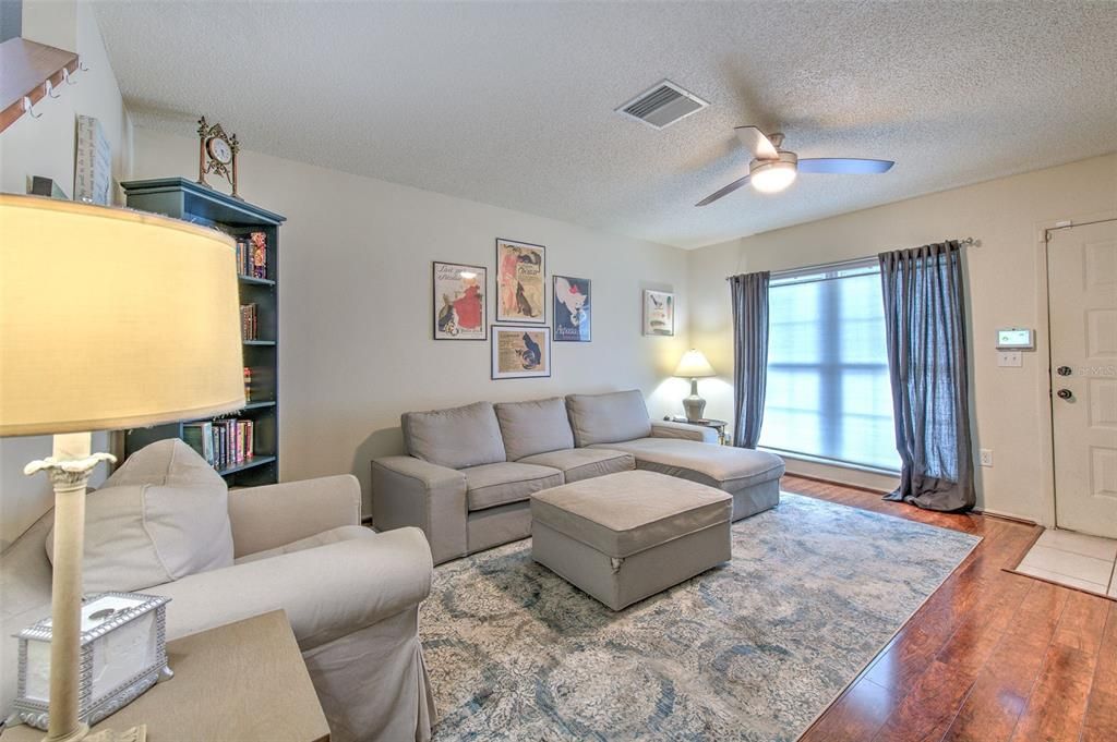 Living Room with hard wood floors