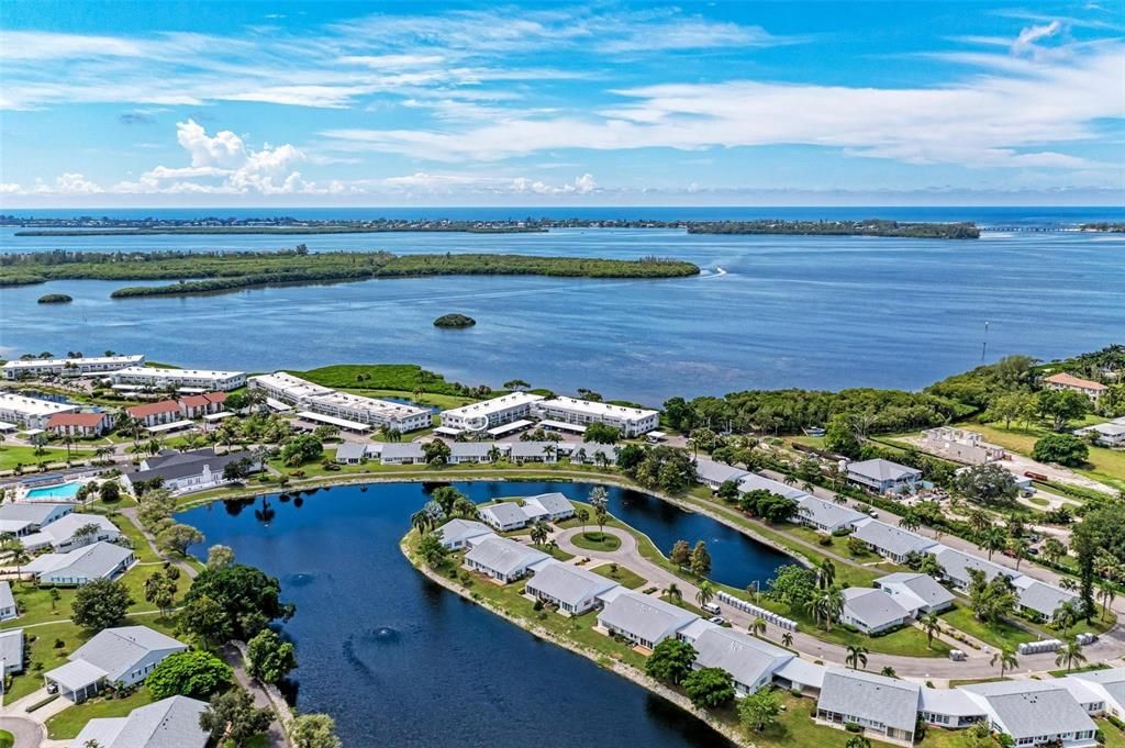 Aerial shot of condo (circled)