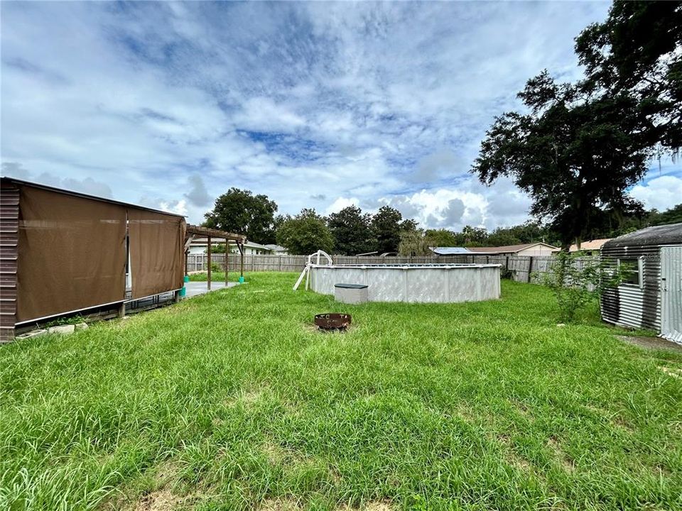 Back yard, shed and pool